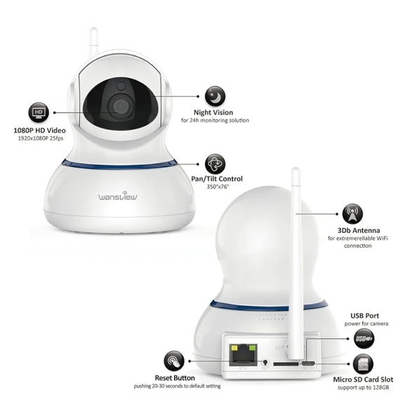 NWT Wansview Wireless 1080P Security Camera, WiFi Home Surveillance IP Camera - Picture 4 of 8